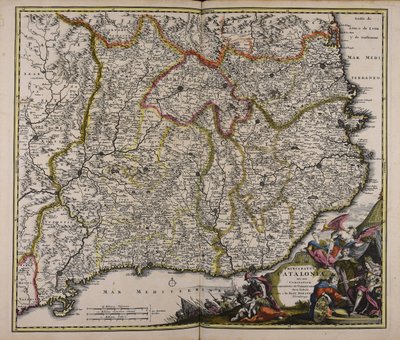 Principauté de Catalogne ainsi que les comtés de Roussillon et de Cerdagne nouvelle carte - Johann Baptista Homann